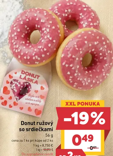 Donut ružový so srdiečkami
