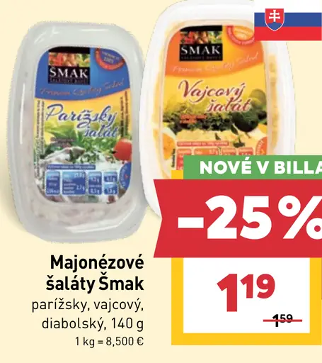 Majonézové šaláty Šmak parížsky, vaječný, diabolský