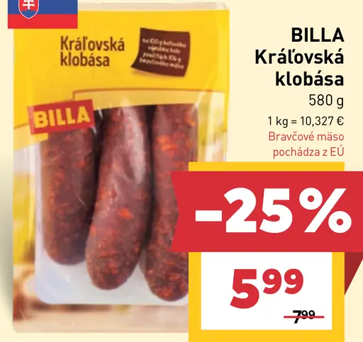 BILLA Kráľovská klobása