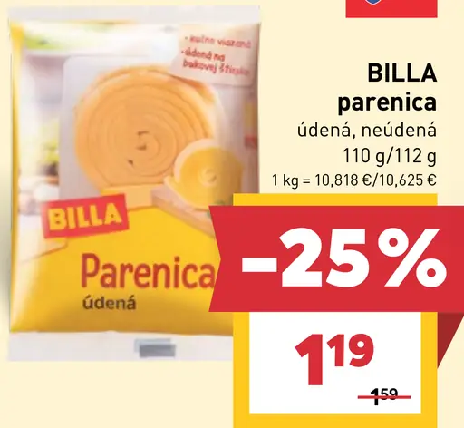 BILLA parenica údená, neúdená