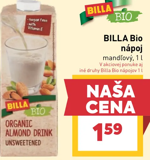 BILLA Bio mandľový nápoj