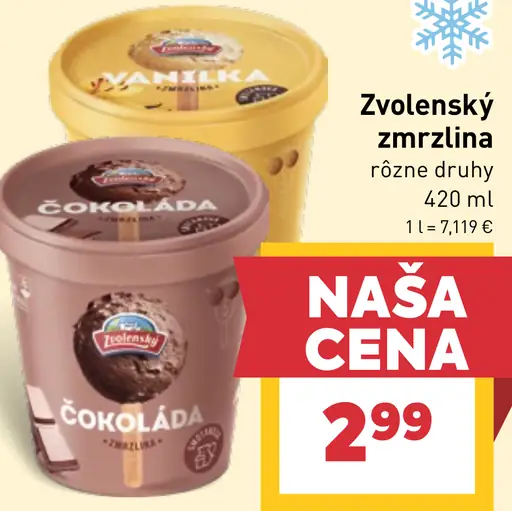 Zvolenský zmrzlina rôzne druhy