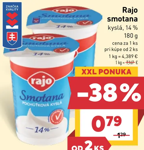 Rajo smotana kyslá 14%
