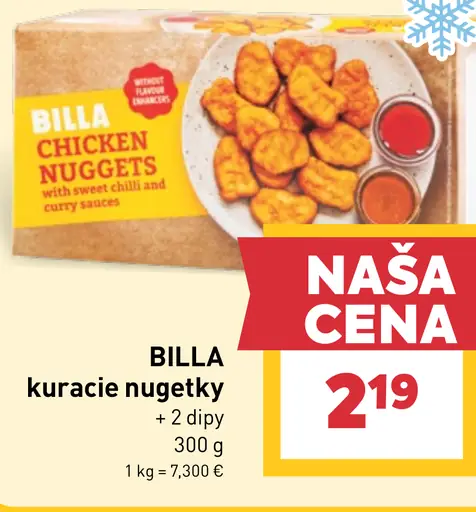 BILLA kuracie nuggety s dvomi dipmi