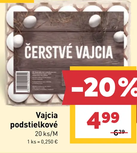 Veľkosť M čerstvé vajcia podstielkové