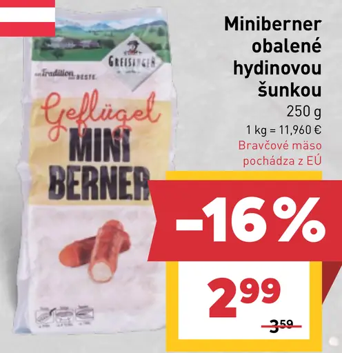 Miniberner obalené hydinovou šunkou
