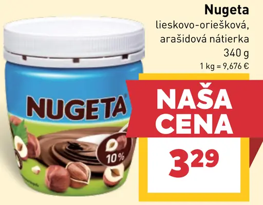 Nugeta lieskovo-oriešková, arašidová nátierka