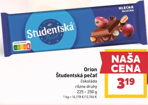 Orion Študentská pečať čokoláda rôzne druhy