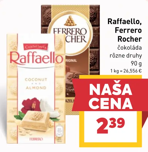 Raffaello a Ferrero Rocher čokoláda rôzne druhy