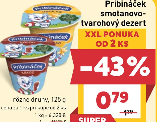 Pribináček smotanovo-tvarohový dezert