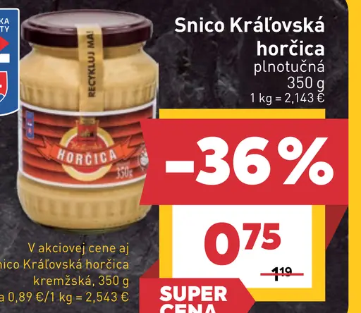 Snico Kráľovská Horčica plnotučná
