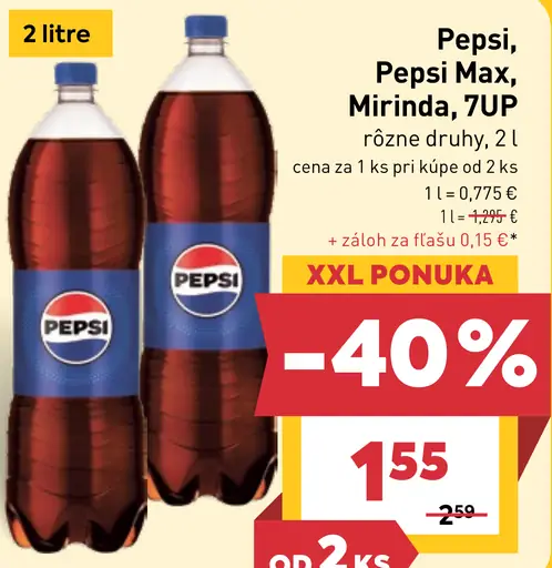 Pepsi, Pepsi Max, Pepsi Lemon, Pepsi Cherry, Mirinda, 7UP sýtený nealkoholický nápoj