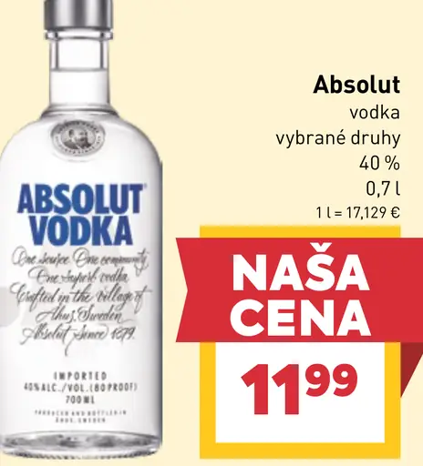 Absolut vodka viac druhov