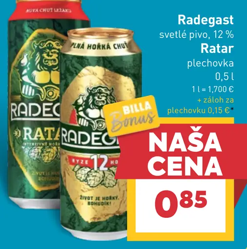 Radegast Ratar pivo ležiak svetlý