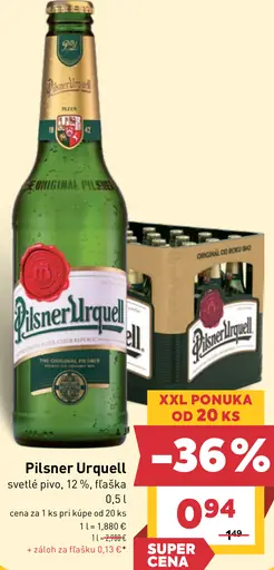 Pilsner Urquell pivo fľaša