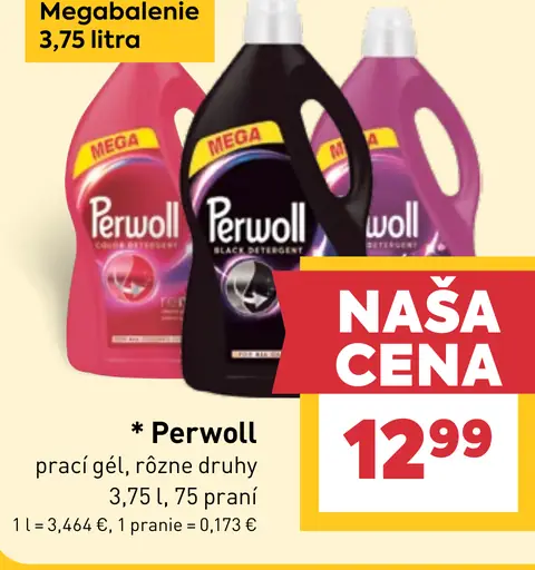 Perwoll prací gél rôzne druhy 3,75 l, 75 praní