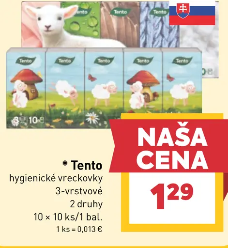 Tento hygienické vreckovky 3-vrstvové, 2 druhy