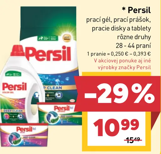 Persil prací gél, prášok, pracie disky a tablety rôzne druhy 28–64 praní