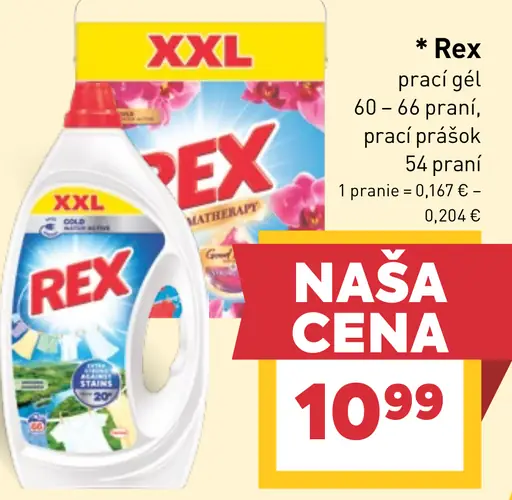 Rex prací gél alebo prací prášok na 66 praní