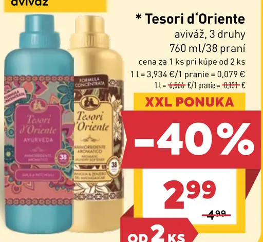 Tesori d'Oriente aviváž, 3 druhy