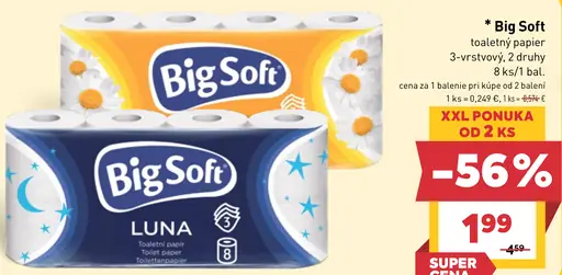 Big Soft toaletný papier 3-vrstvový