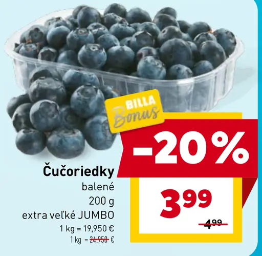 Čučoriedky extra veľké JUMBO balené