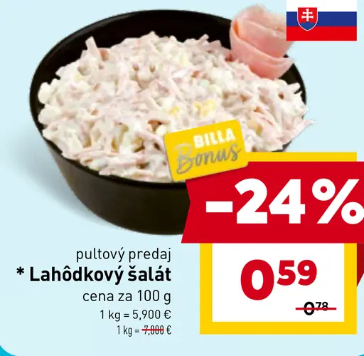 Lahôdkový šalát pultový predaj