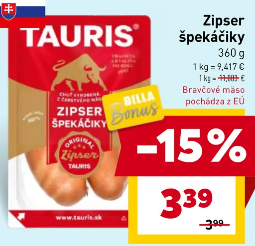 Tauris Zipser špekáčiky