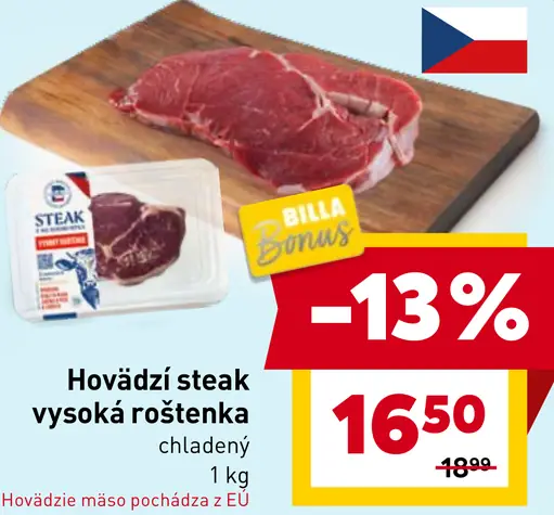 Hovädzí steak vysoká roštenka chladený
