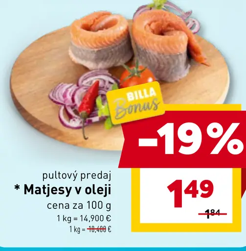 Matjesy v oleji pultový predaj