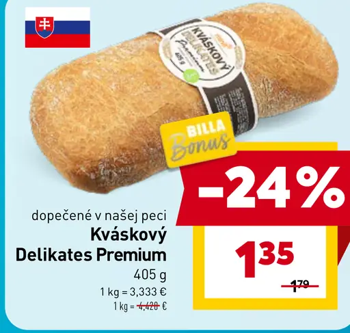 Kváskový Delikates Prémiový chlieb dopečený v pekárni