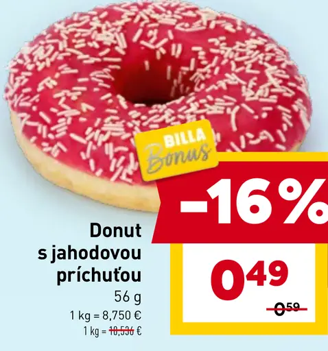 Donut s jahodovou príchuťou