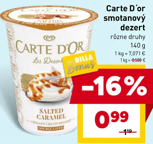 Carte D’Or smotanový dezert rôzne druhy
