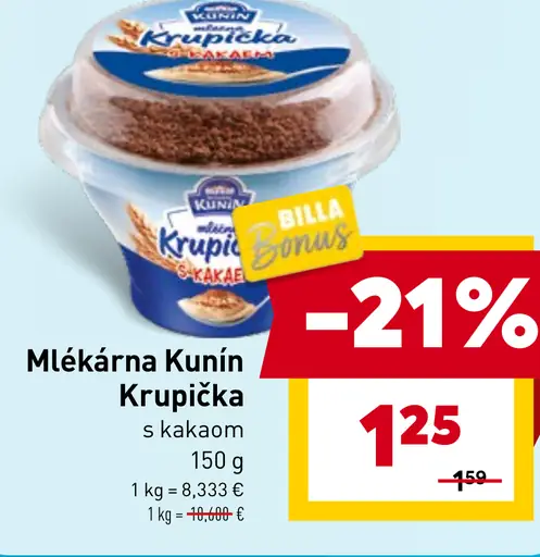 Mlékárna Kunín Krupička s kakaom