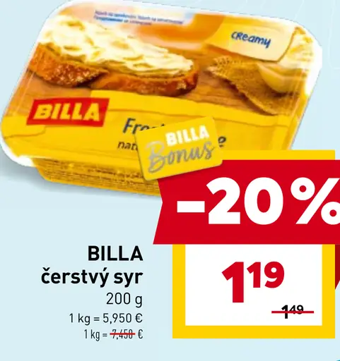 BILLA čerstvý syr