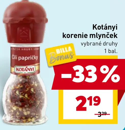 Kotányi korenie mlynček vybrané druhy