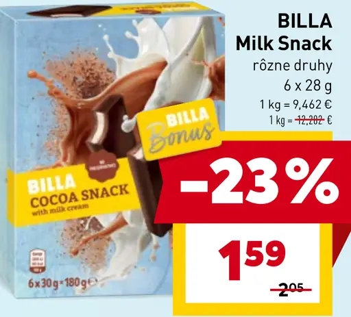 BILLA Milk Snack kakaový snack