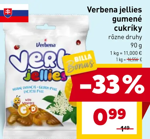 Verbena jellies gumenné cukríky rôzne druhy
