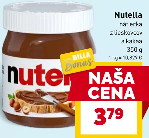 Nutella Nátierka z lieskovcov a kakaa