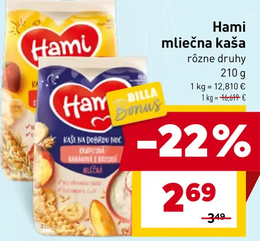 Hami mliečna kaša rôzne druhy
