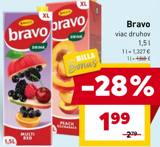 Bravo ovocný nápoj v kartóne