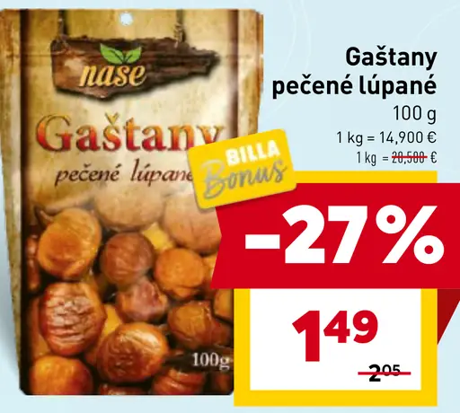 Nusse Gaštany pečené lúpane