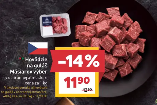 Hovädzie na guláš Mäsiarov výber v ochrannej atmosfére
