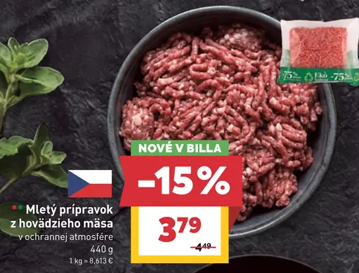 Mletý mäsový prípravok z bravčového mäsa balený v ochrannej atmosfére