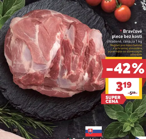 Bravčové plece bez kosti chladené