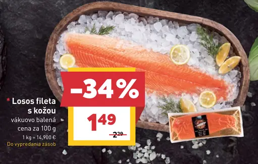 Losos fileta s kožou vákuovo balená