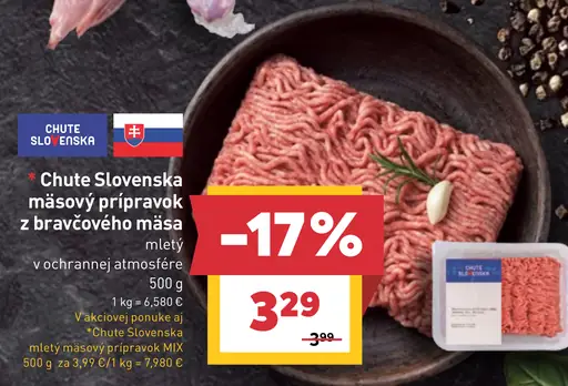 Chute Slovenska mäsový prípravok z bravčového mäsa mletý