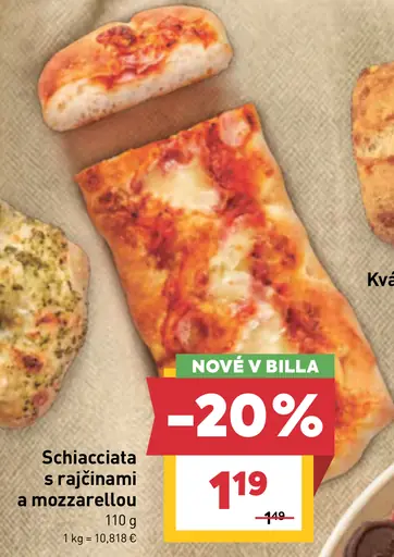 Schiacciata s rajčinami a mozzarellou