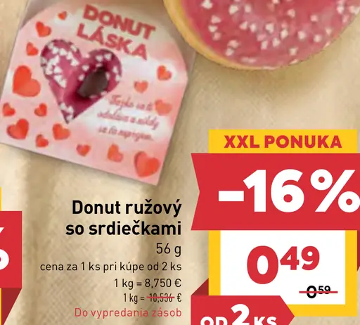 Donut ružový so srdiečkami