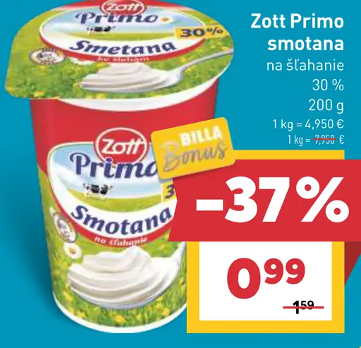 Zott Primo Smotana na šľahanie 30 %